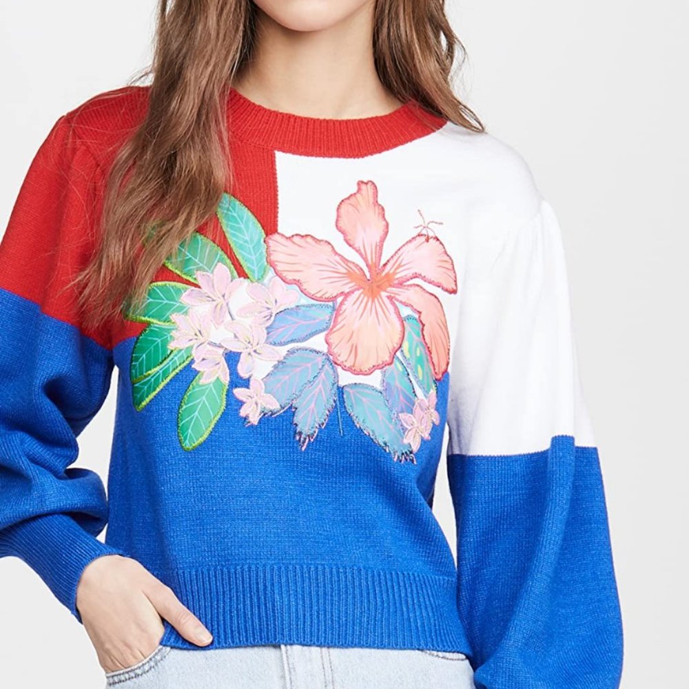 FARM RIO FARM FLORAL SWEATER